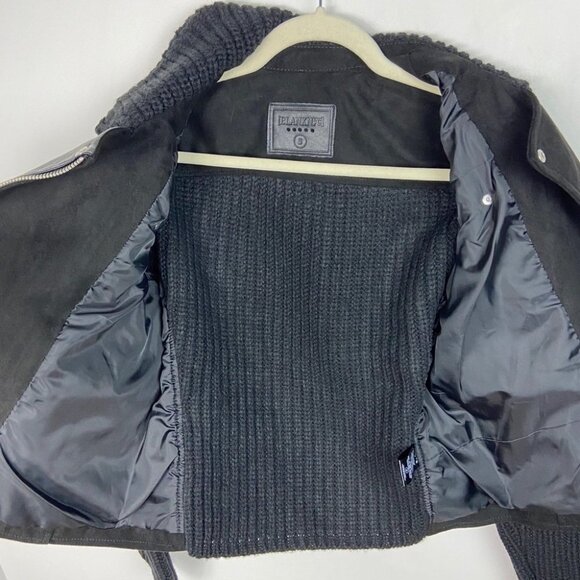 NWT Blank NYC Suede Leather + Cable Knit Moto Biker Jacket Black New With Tags S - Picture 10 of 11